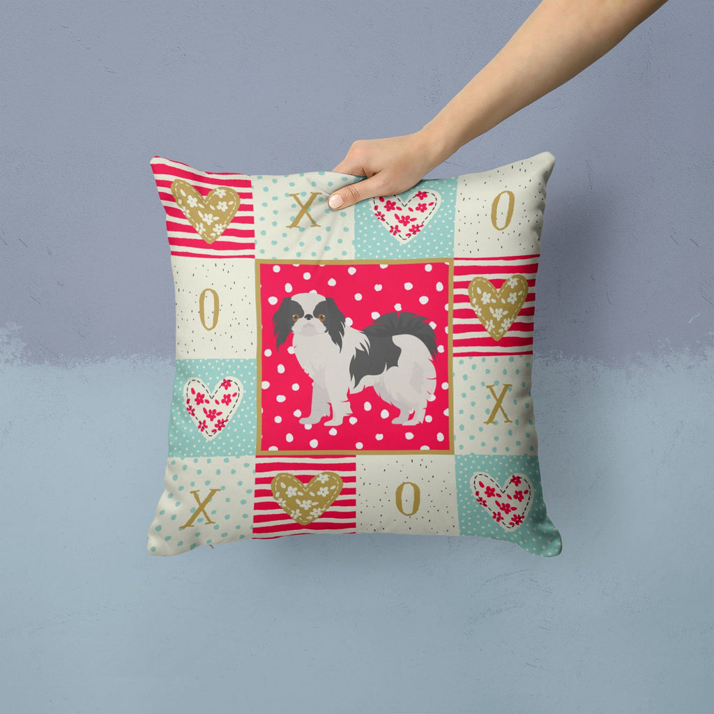 Japanese Chin #2 Love Decorative Throw Pillow 14x14 Indoor Outdoor Accent Cushion, Fabric Cover with Insert for Sofa, Bed, Porch & Living Room