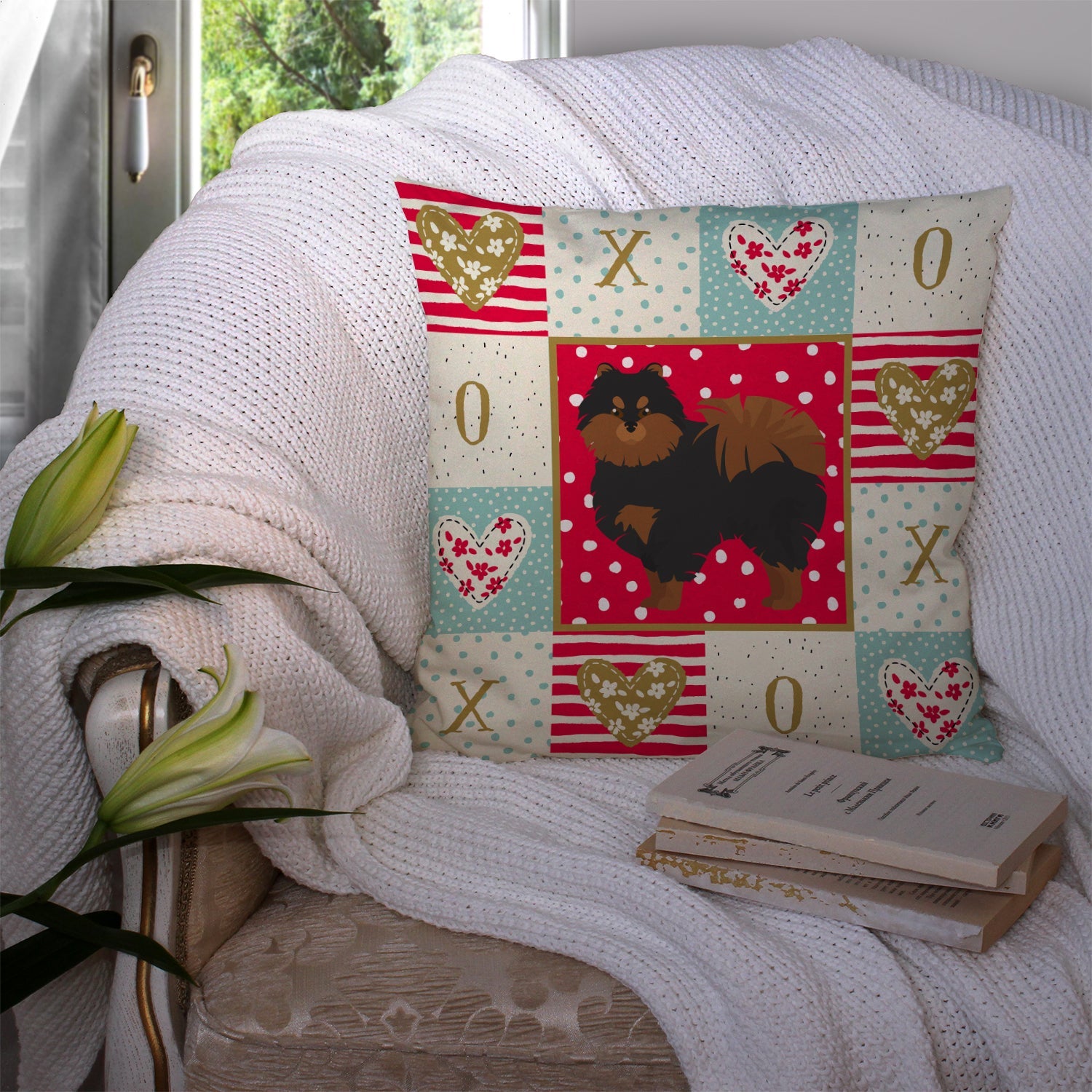 Pomeranian #2 Love Decorative Throw Pillow 14x14 Indoor Outdoor Accent Cushion, Fabric Cover with Insert for Sofa, Bed, Porch & Living Room