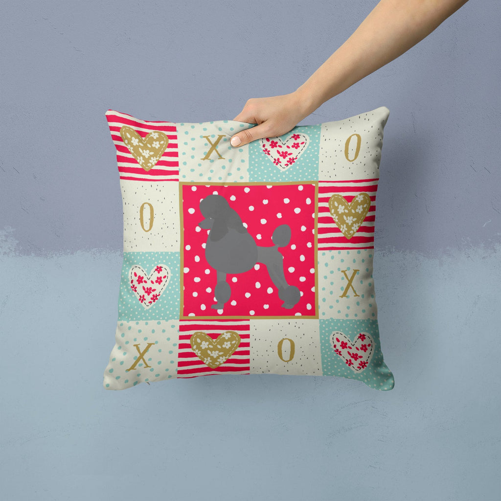 Standard Poodle Love Decorative Throw Pillow 14x14 Indoor Outdoor Accent Cushion, Fabric Cover with Insert for Sofa, Bed, Porch & Living Room