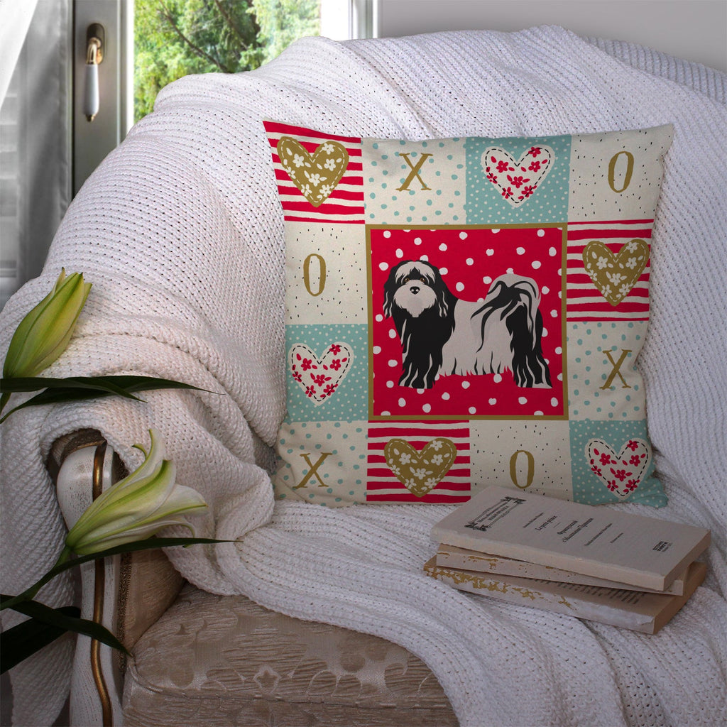 Tibetan Terrier Love Decorative Throw Pillow 14x14 Indoor Outdoor Accent Cushion, Fabric Cover with Insert for Sofa, Bed, Porch & Living Room