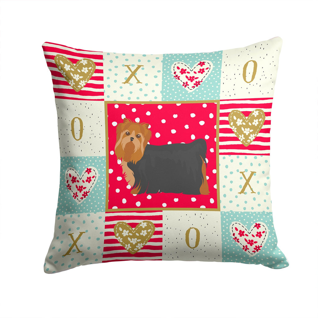 Yorkshire Terrier #2 Love Decorative Throw Pillow 14x14 Indoor Outdoor Accent Cushion, Fabric Cover with Insert for Sofa, Bed, Porch & Living Room