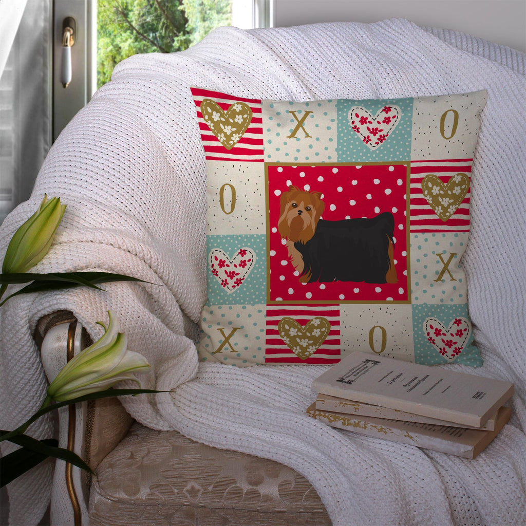Yorkshire Terrier #2 Love Decorative Throw Pillow 14x14 Indoor Outdoor Accent Cushion, Fabric Cover with Insert for Sofa, Bed, Porch & Living Room