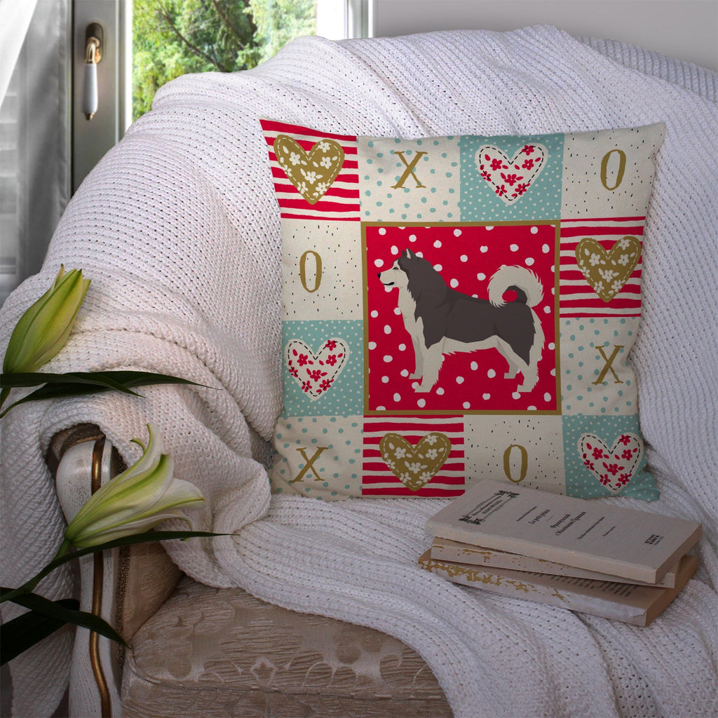 Alaskan Malamute Love Decorative Throw Pillow 14x14 Indoor Outdoor Accent Cushion, Fabric Cover with Insert for Sofa, Bed, Porch & Living Room