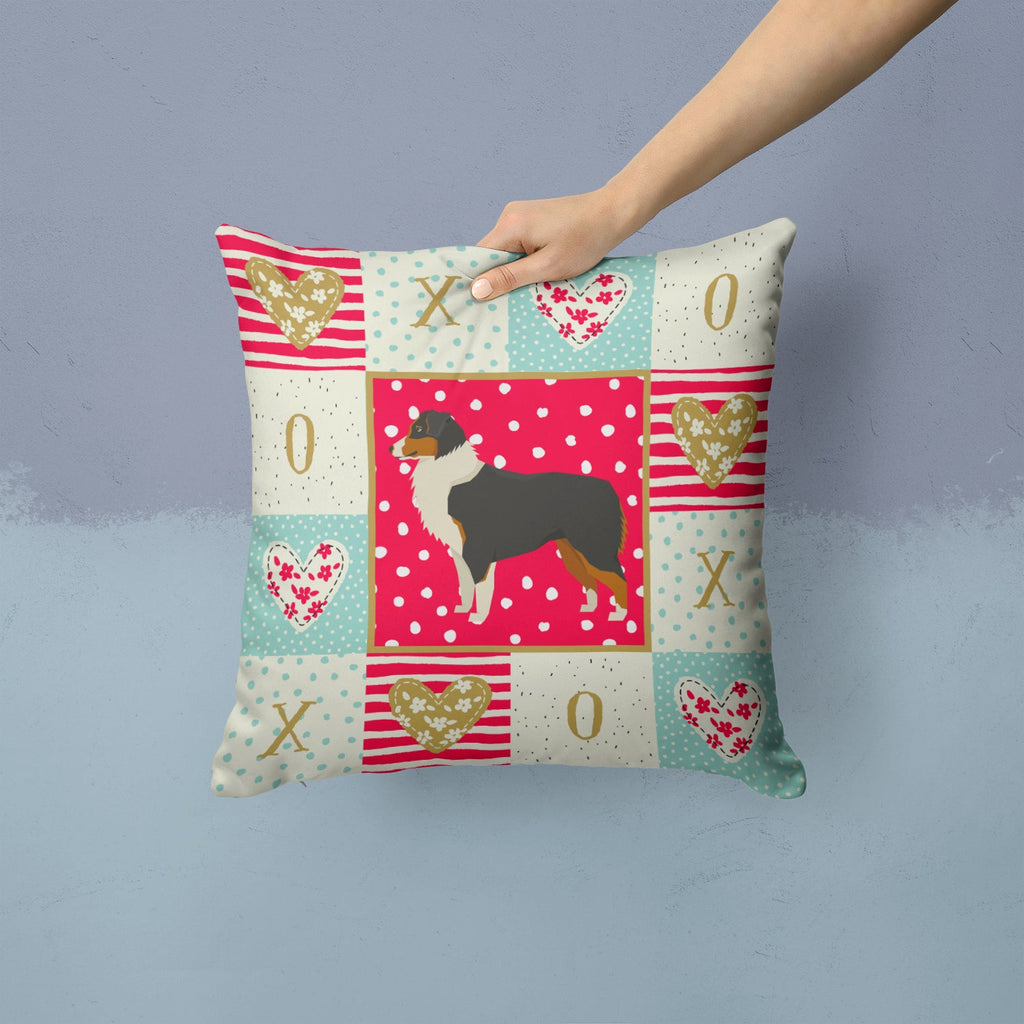 Australian Shepherd Love Decorative Throw Pillow 14x14 Indoor Outdoor Accent Cushion, Fabric Cover with Insert for Sofa, Bed, Porch & Living Room