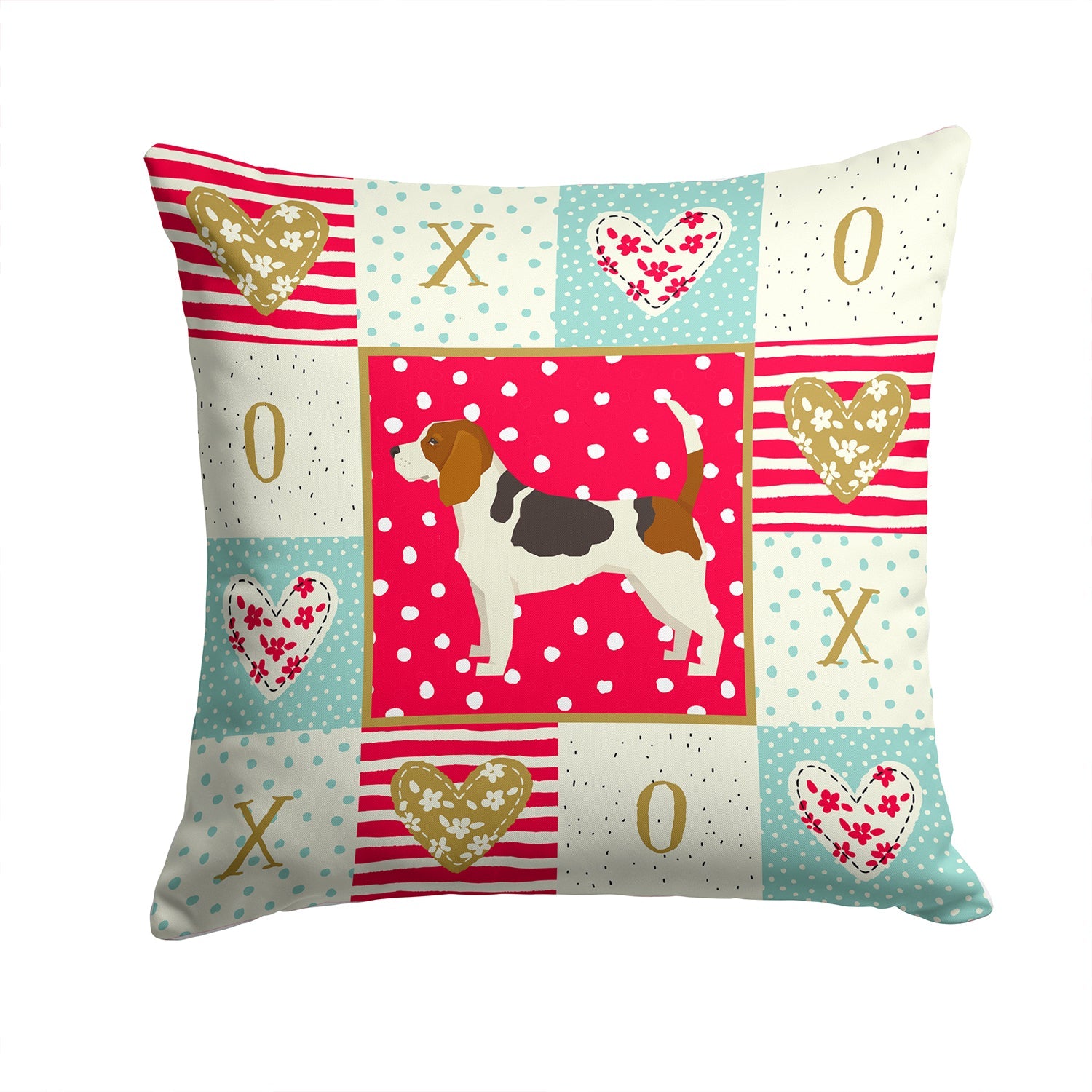 Beagle Love Decorative Throw Pillow 14x14 Indoor Outdoor Accent Cushion, Fabric Cover with Insert for Sofa, Bed, Porch & Living Room
