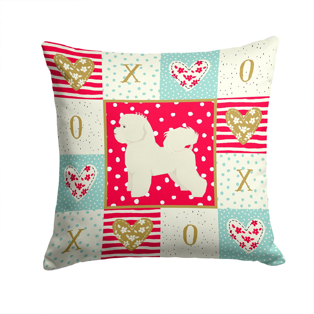 Bichon Frise Love Decorative Throw Pillow 14x14 Indoor Outdoor Accent Cushion, Fabric Cover with Insert for Sofa, Bed, Porch & Living Room