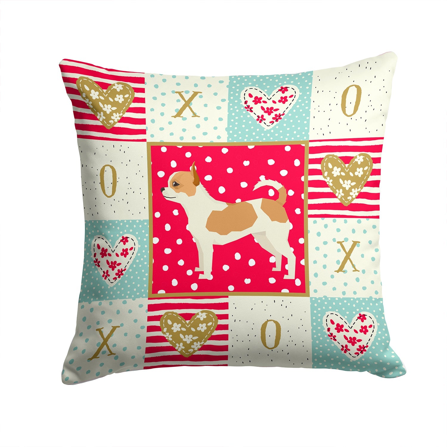Chihuahua Love Decorative Throw Pillow 14x14 Indoor Outdoor Accent Cushion, Fabric Cover with Insert for Sofa, Bed, Porch & Living Room