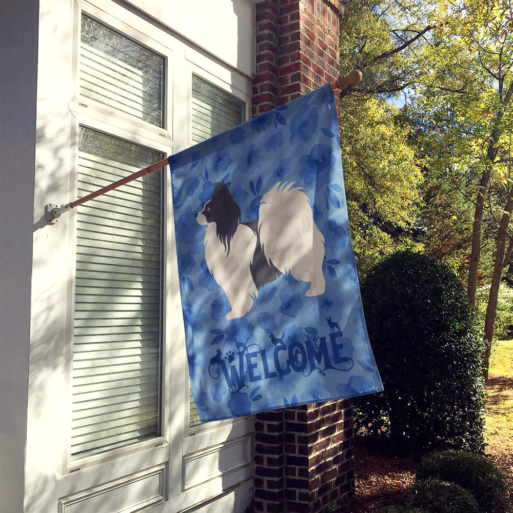 Papillon #2 Welcome House Flag 28x40 Porch Sleeve Pole Decorative Outside Yard Banner Artwork Wall Hanging, Polyester