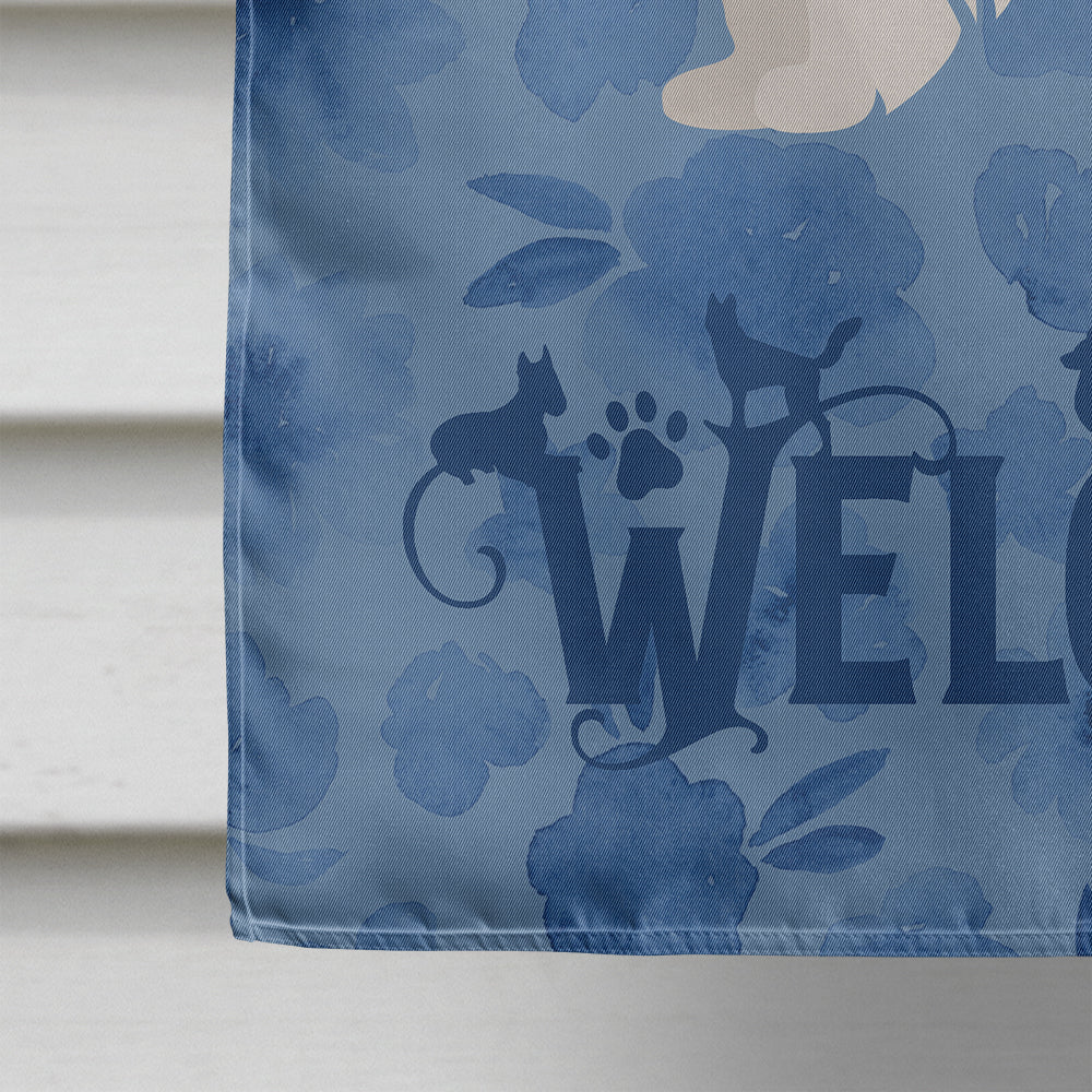 Papillon #2 Welcome House Flag 28x40 Porch Sleeve Pole Decorative Outside Yard Banner Artwork Wall Hanging, Polyester