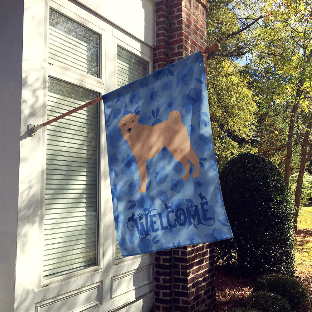 Shar Pei #2 Welcome House Flag 28x40 Porch Sleeve Pole Decorative Outside Yard Banner Artwork Wall Hanging, Polyester