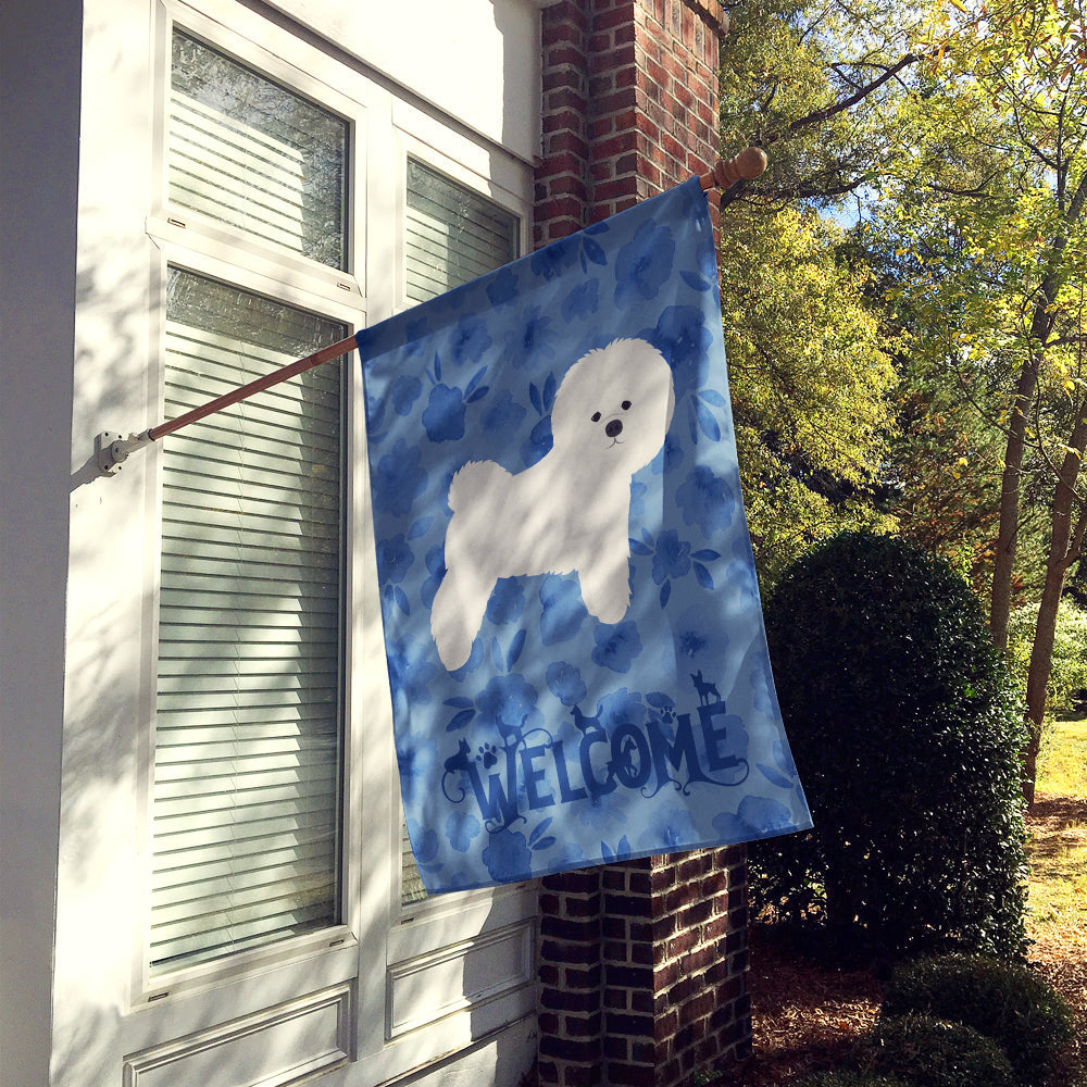 Bichon Frisé Welcome House Flag 28x40 Porch Sleeve Pole Decorative Outside Yard Banner Artwork Wall Hanging, Polyester