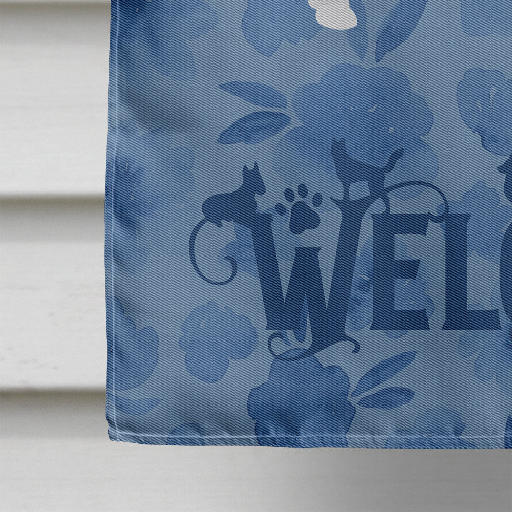 Bull Terrier Welcome House Flag 28x40 Porch Sleeve Pole Decorative Outside Yard Banner Artwork Wall Hanging, Polyester