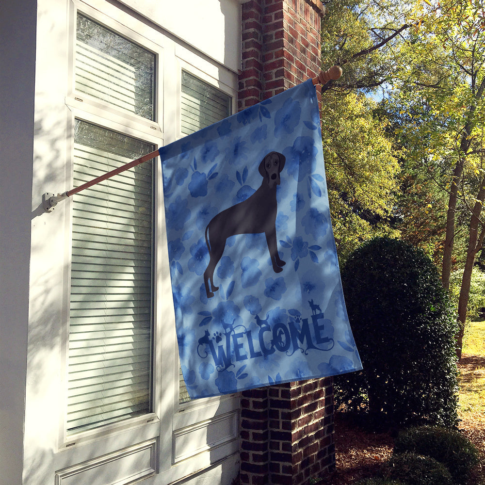 Great Dane Welcome House Flag 28x40 Porch Sleeve Pole Decorative Outside Yard Banner Artwork Wall Hanging, Polyester
