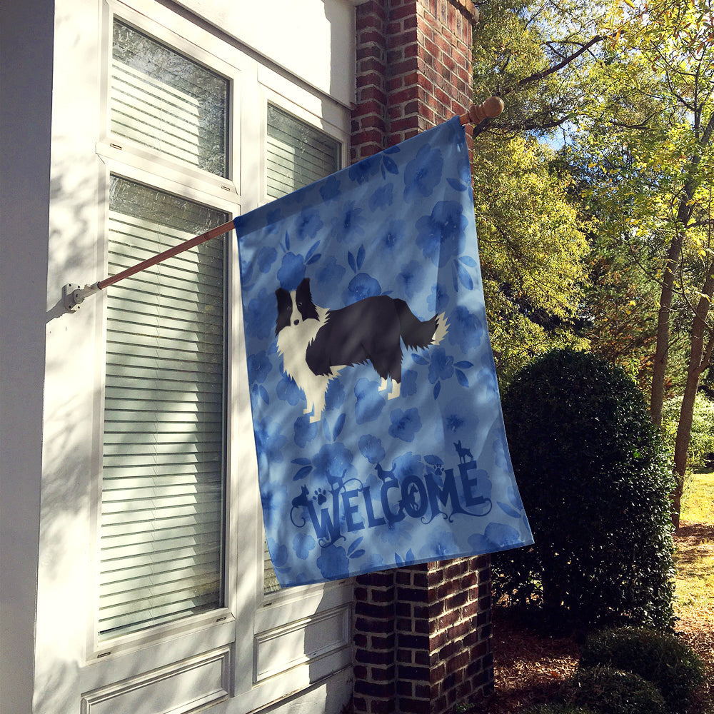 Border Collie Welcome House Flag 28x40 Porch Sleeve Pole Decorative Outside Yard Banner Artwork Wall Hanging, Polyester
