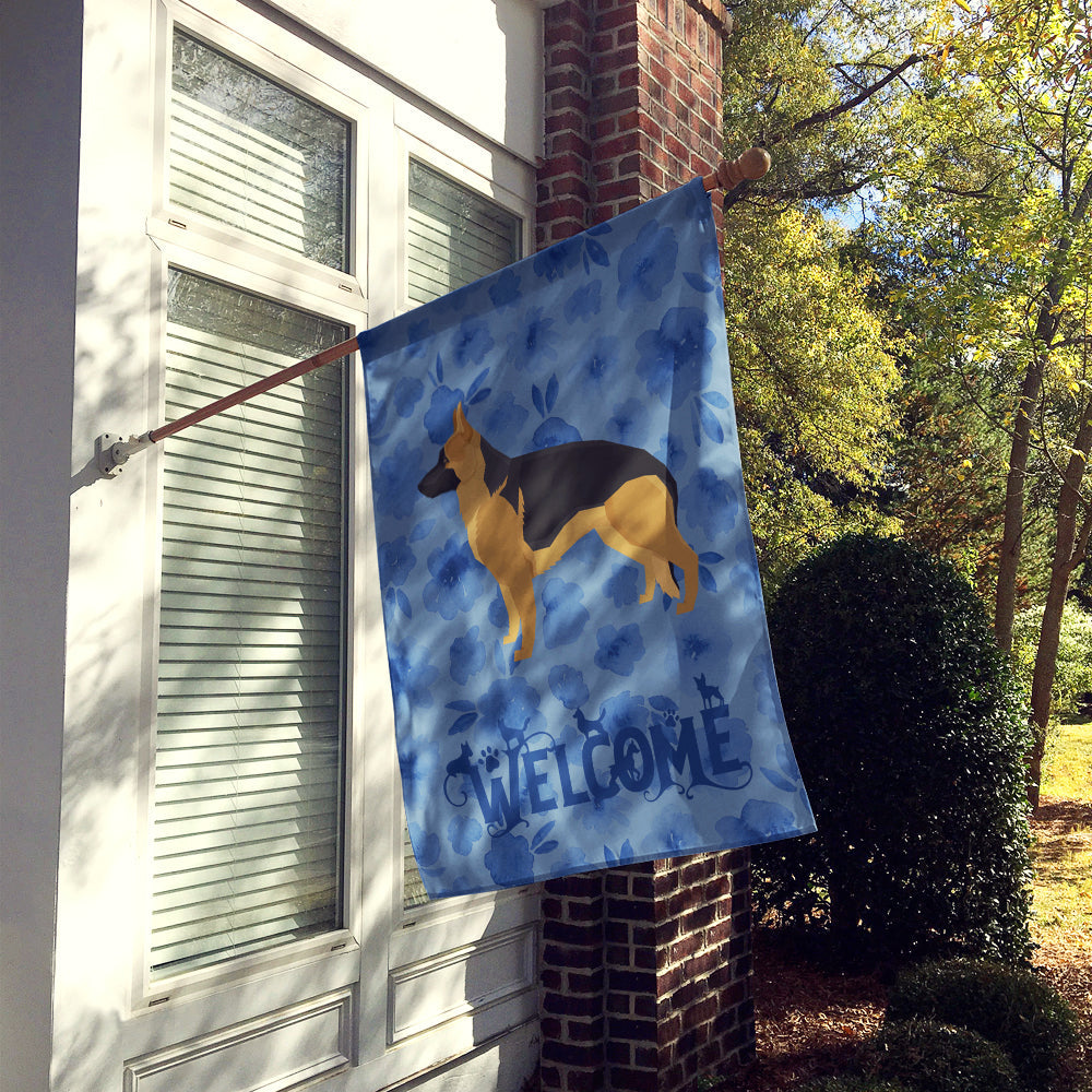 German Shepherd Welcome House Flag 28x40 Porch Sleeve Pole Decorative Outside Yard Banner Artwork Wall Hanging, Polyester