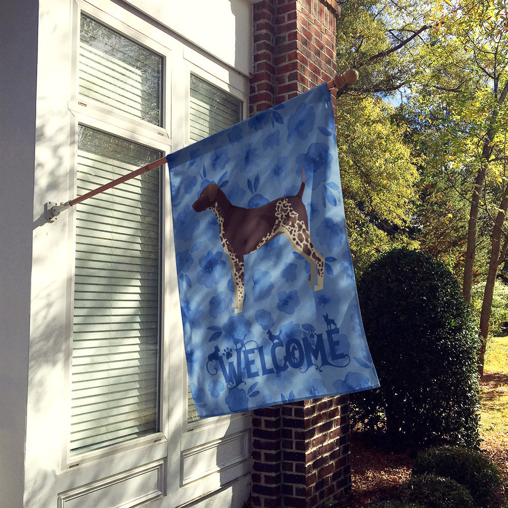 German Shorthaired Pointer Welcome House Flag 28x40 Porch Sleeve Pole Decorative Outside Yard Banner Artwork Wall Hanging, Polyester
