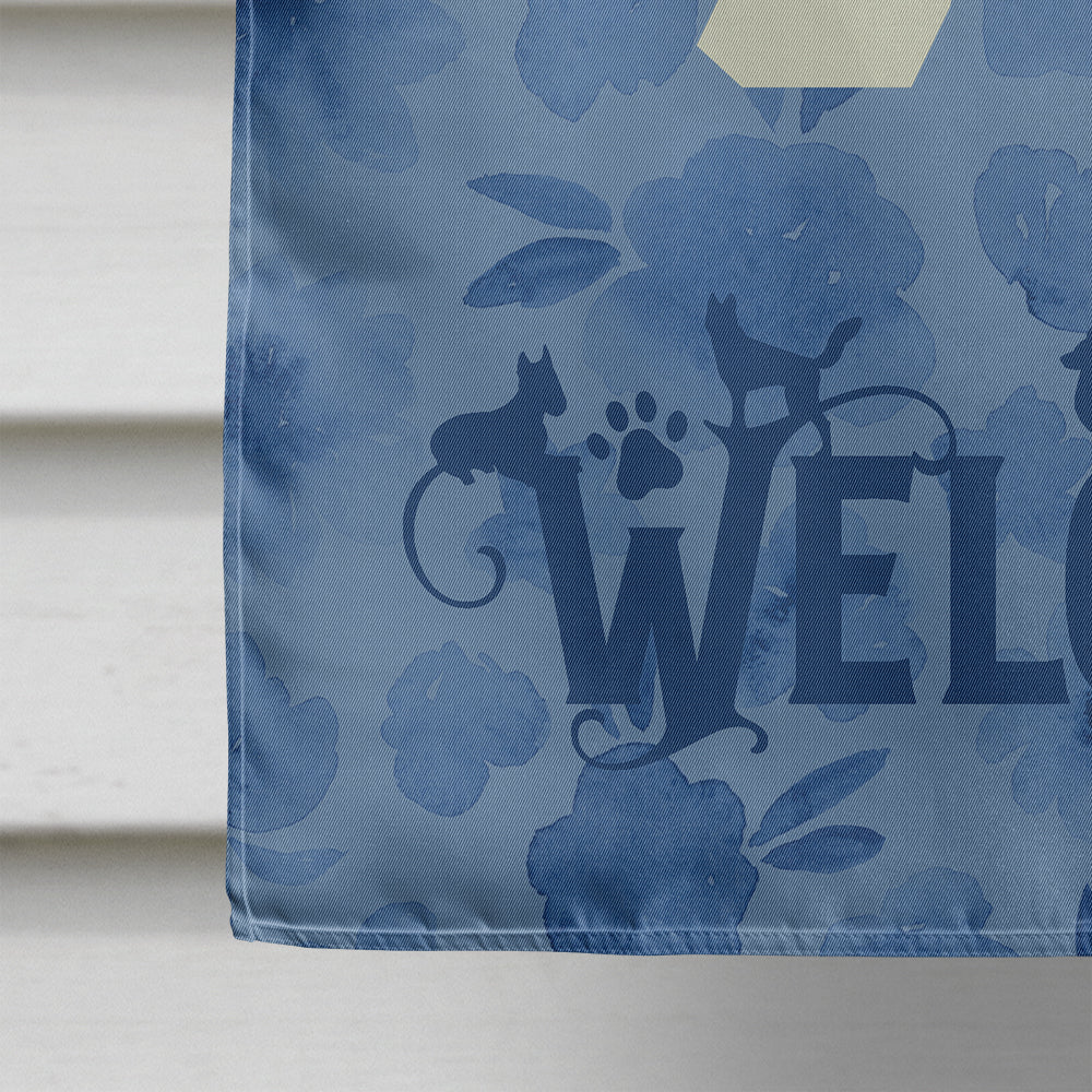 Old English Sheepdog Welcome House Flag 28x40 Porch Sleeve Pole Decorative Outside Yard Banner Artwork Wall Hanging, Polyester