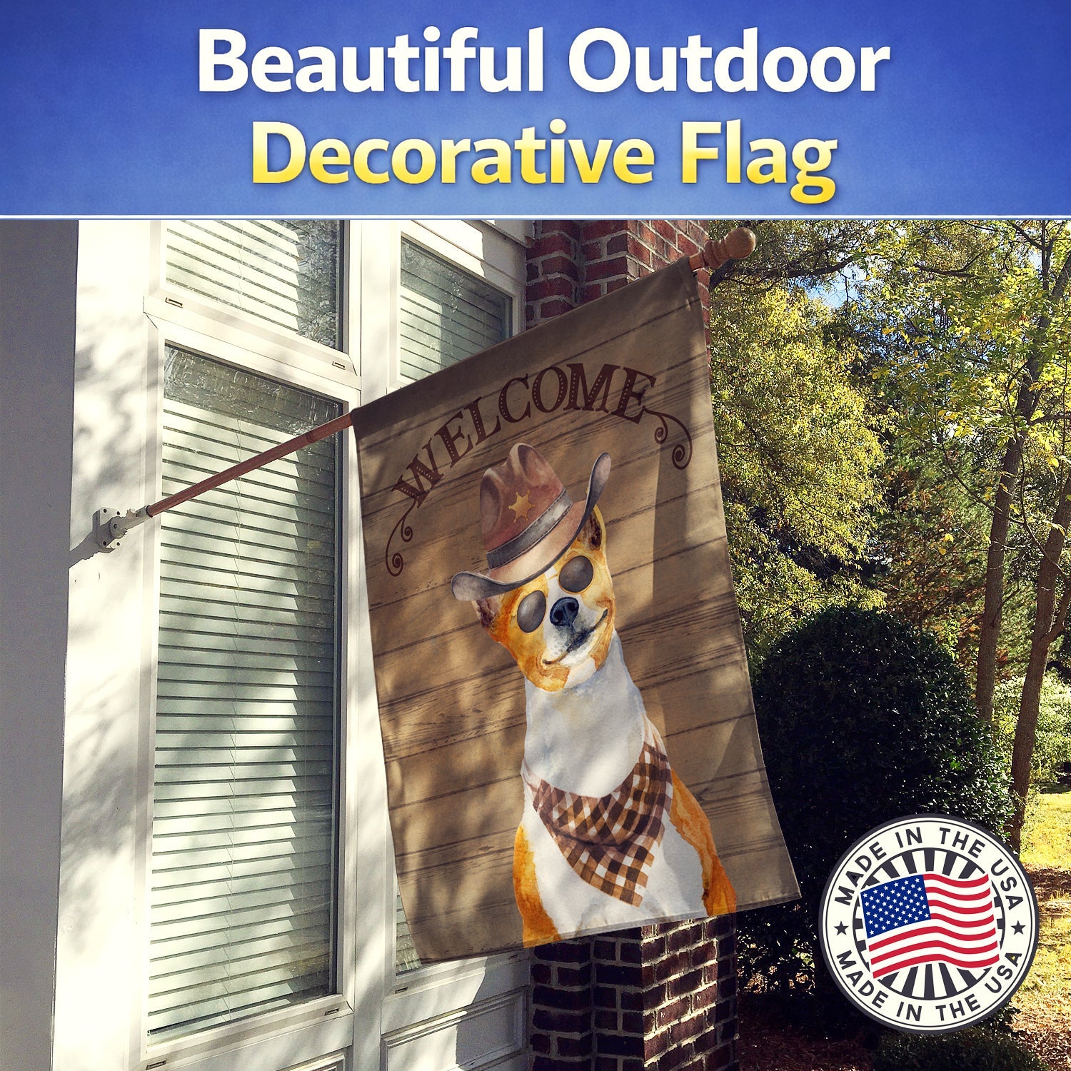 Basenji Country Dog House Flag 28x40 Porch Sleeve Pole Decorative Outside Yard Banner Artwork Wall Hanging, Polyester