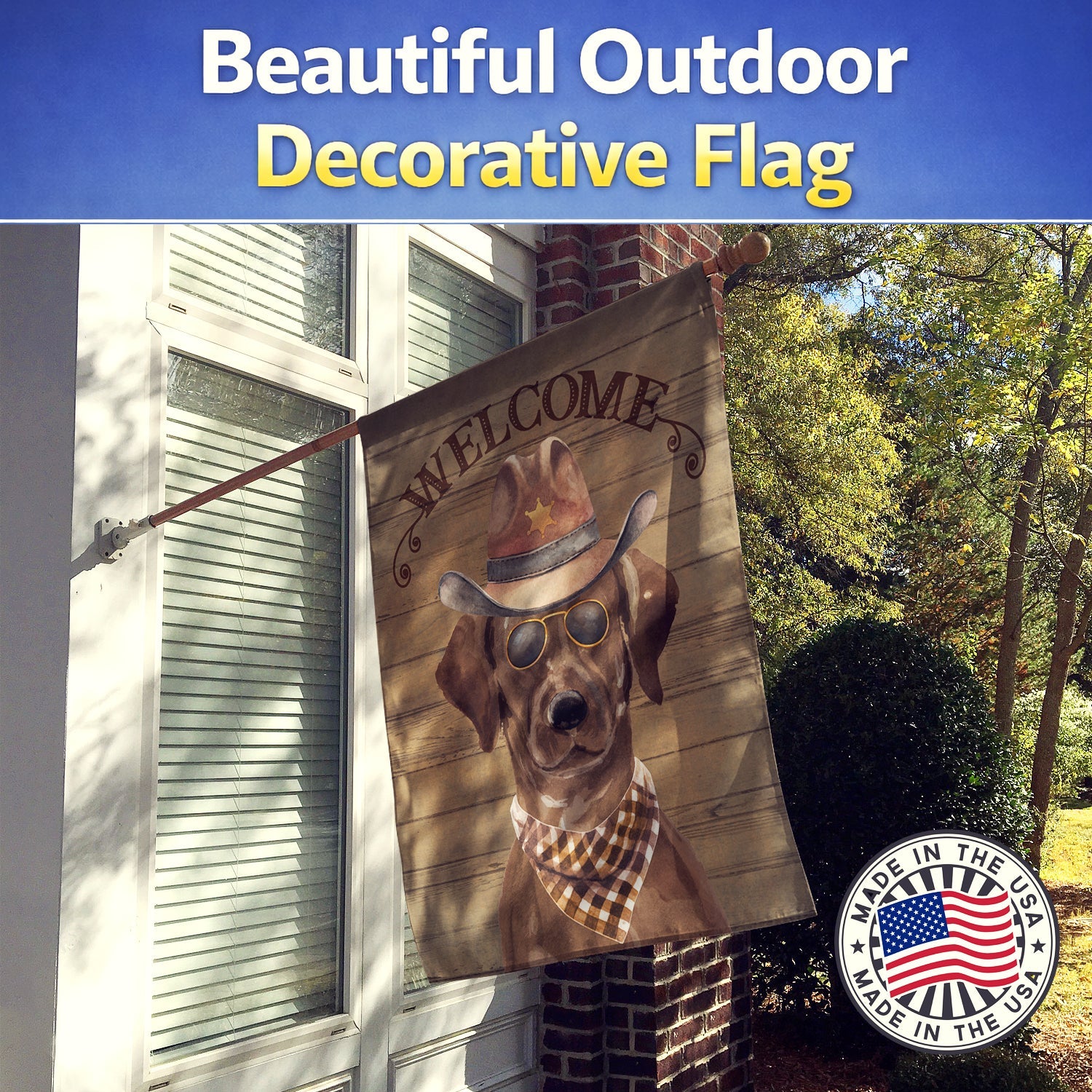 Chocolate Labrador Retriever Country Dog House Flag 28x40 Porch Sleeve Pole Decorative Outside Yard Banner Artwork Wall Hanging, Polyester