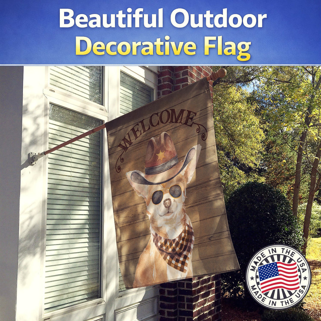 Chihuahua Country Dog House Flag 28x40 Porch Sleeve Pole Decorative Outside Yard Banner Artwork Wall Hanging, Polyester