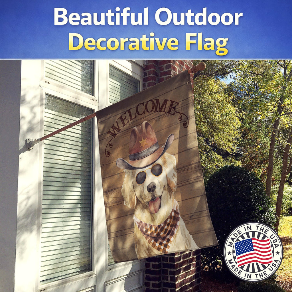 Golden Retriever #2 Country Dog House Flag 28x40 Porch Sleeve Pole Decorative Outside Yard Banner Artwork Wall Hanging, Polyester