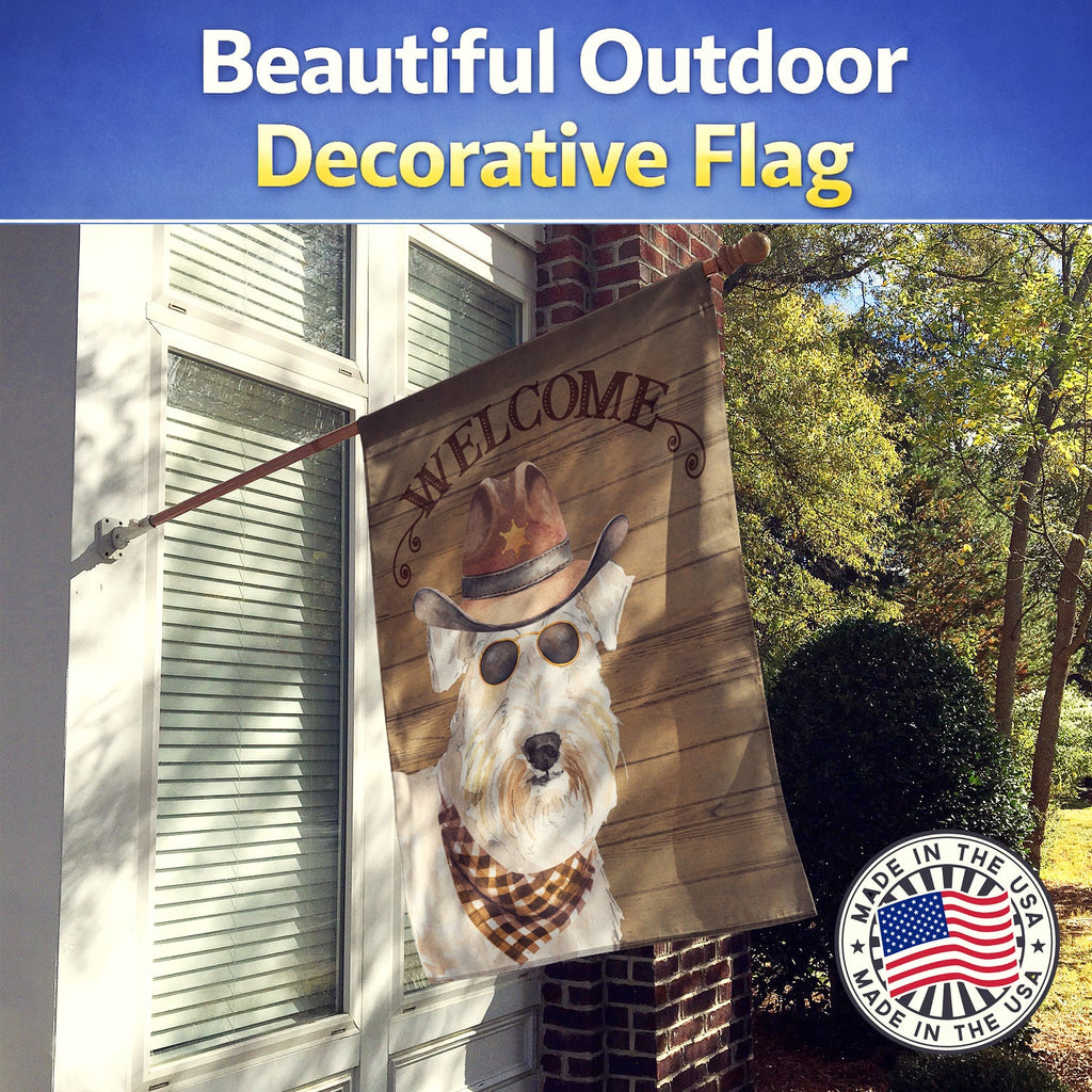 Wheaten Terrier Country Dog House Flag 28x40 Porch Sleeve Pole Decorative Outside Yard Banner Artwork Wall Hanging, Polyester
