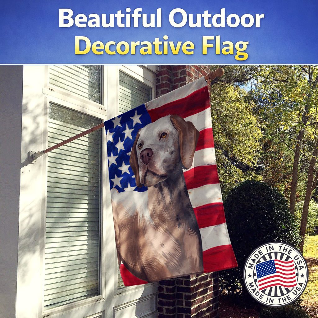 Braque du Bourbonnais American Flag House Flag 28x40 Porch Sleeve Pole Decorative Outside Yard Banner Artwork Wall Hanging, Polyester