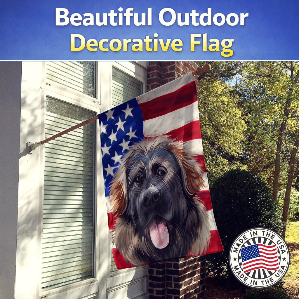 Georgian Shepherd Dog American Flag House Flag 28x40 Porch Sleeve Pole Decorative Outside Yard Banner Artwork Wall Hanging, Polyester