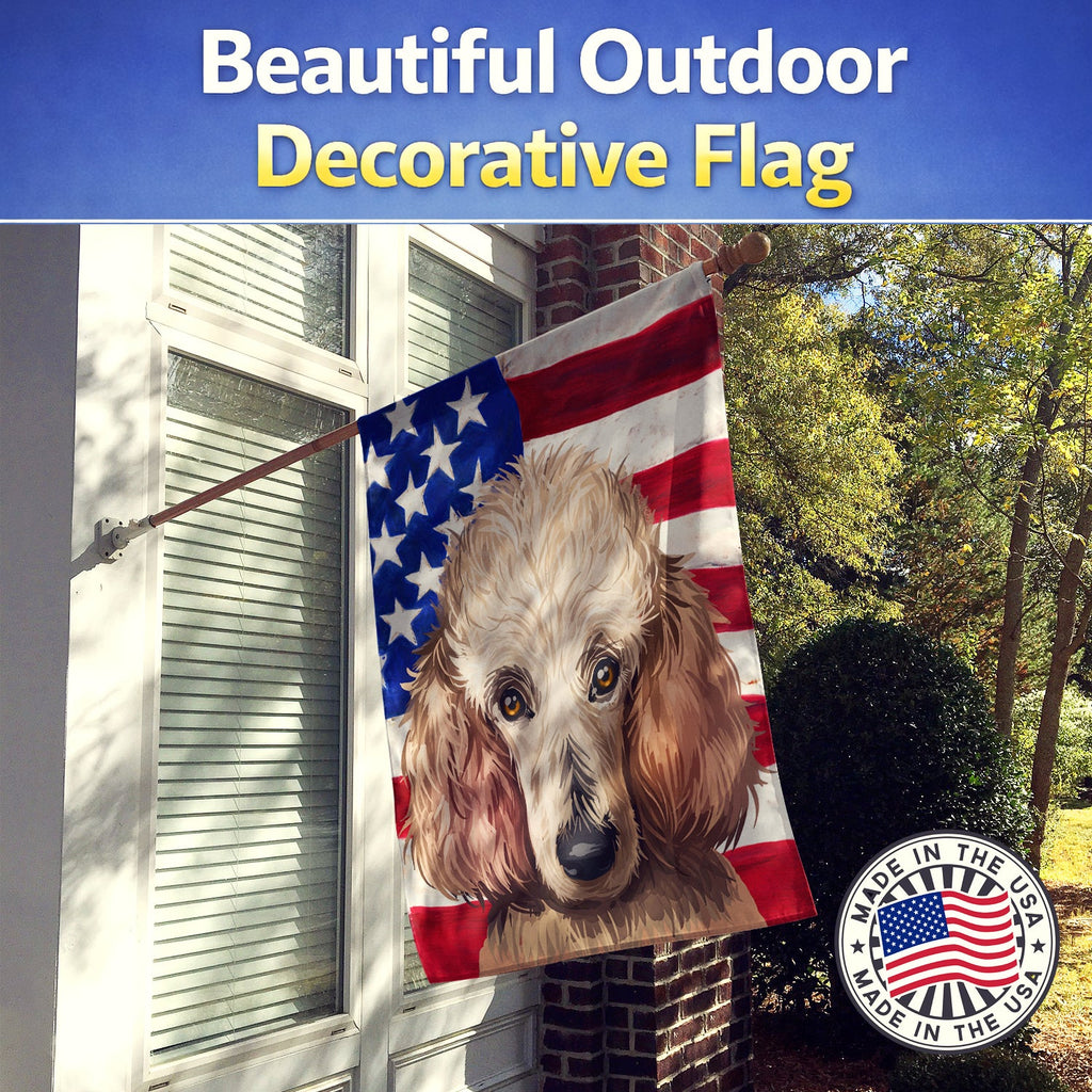 Poodle Dog American Flag House Flag 28x40 Porch Sleeve Pole Decorative Outside Yard Banner Artwork Wall Hanging, Polyester