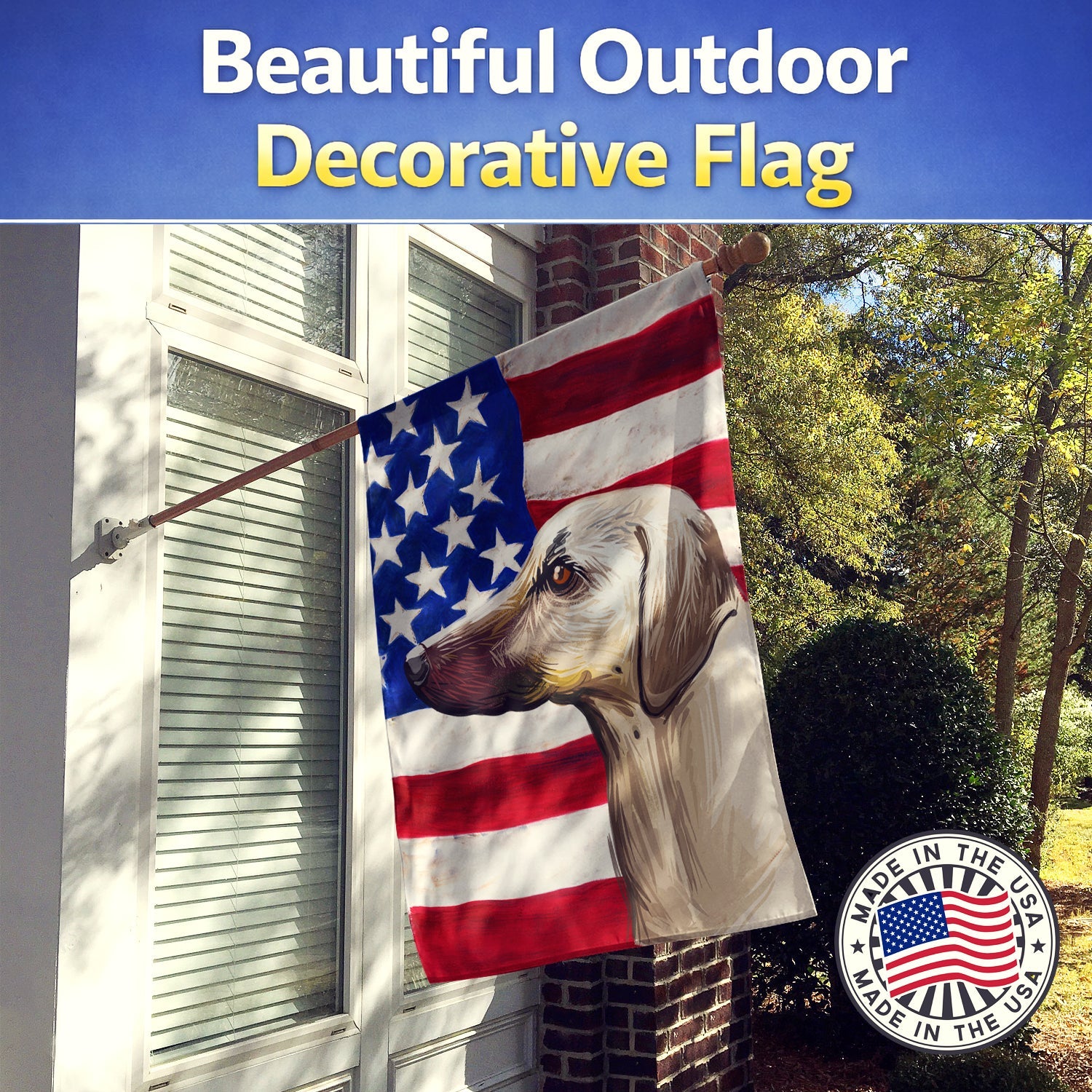 Sloughi Dog American Flag House Flag 28x40 Porch Sleeve Pole Decorative Outside Yard Banner Artwork Wall Hanging, Polyester
