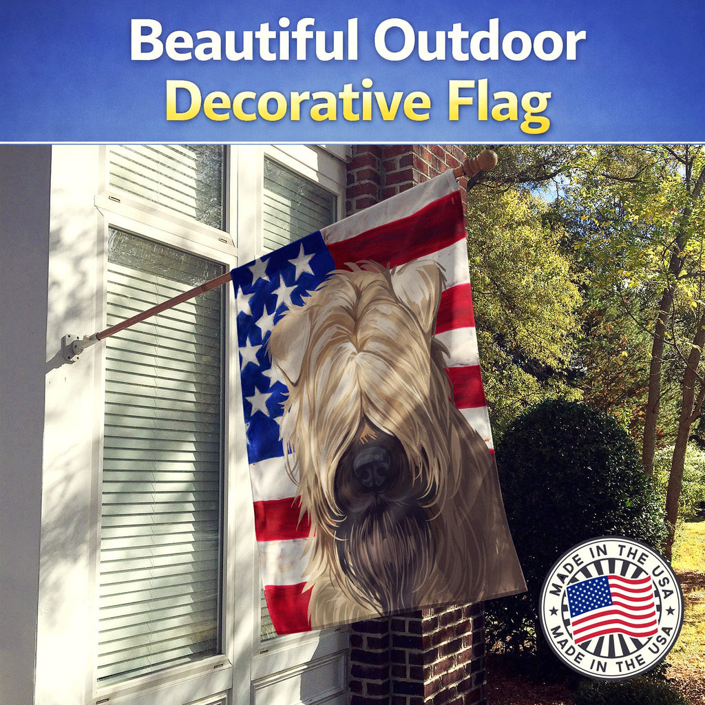Soft-Coated Wheaten Terrier American Flag House Flag 28x40 Porch Sleeve Pole Decorative Outside Yard Banner Artwork Wall Hanging, Polyester