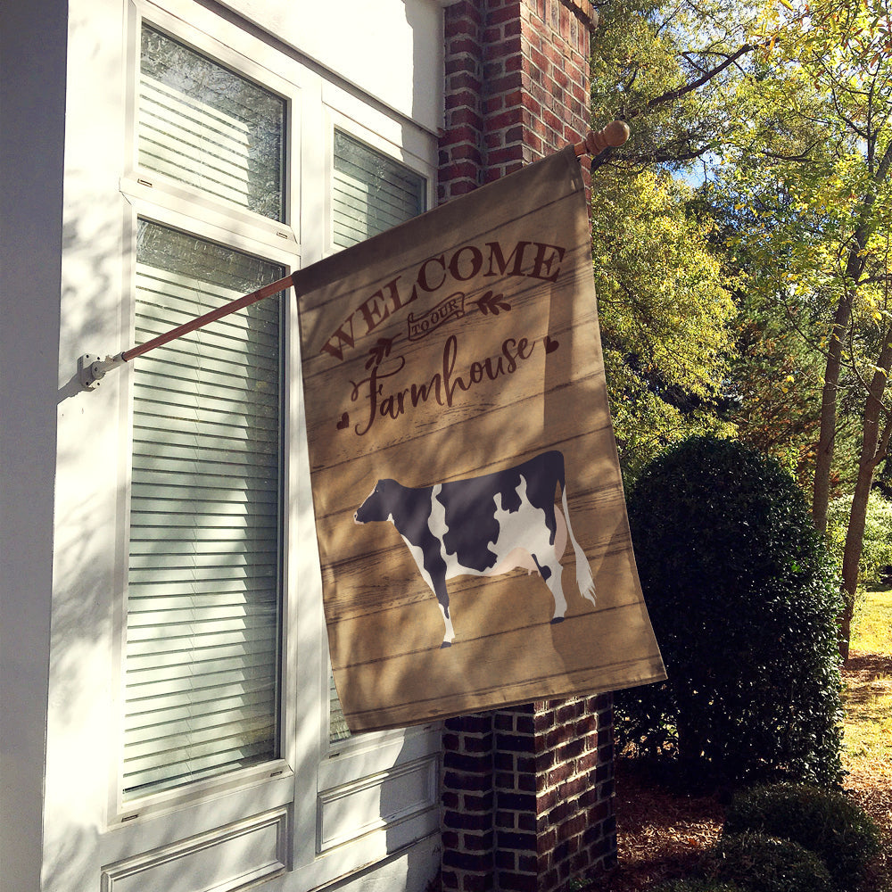 Holstein Cow Welcome House Flag 28x40 Porch Sleeve Pole Decorative Outside Yard Banner Artwork Wall Hanging, Polyester