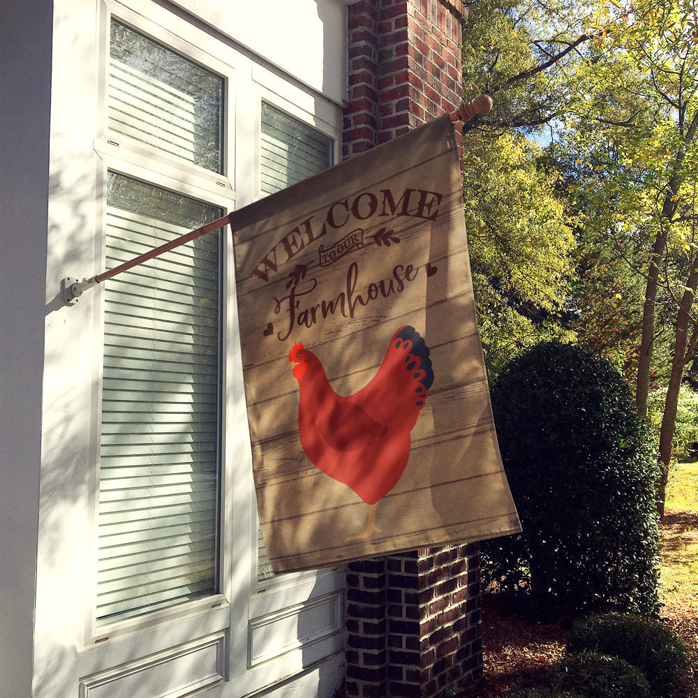 New Hampshire Red Chicken Welcome House Flag 28x40 Porch Sleeve Pole Decorative Outside Yard Banner Artwork Wall Hanging, Polyester