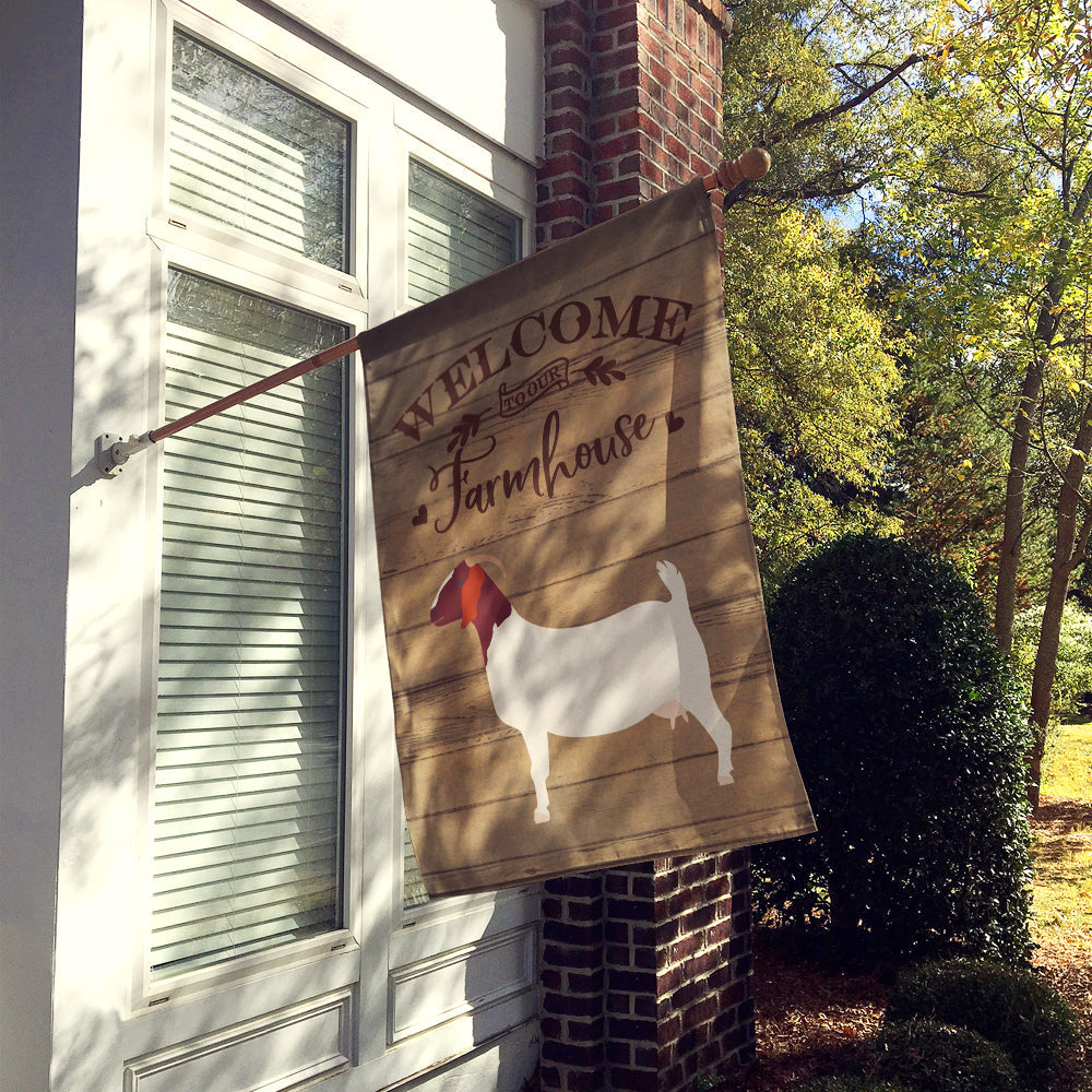 Boer Goat Welcome House Flag 28x40 Porch Sleeve Pole Decorative Outside Yard Banner Artwork Wall Hanging, Polyester