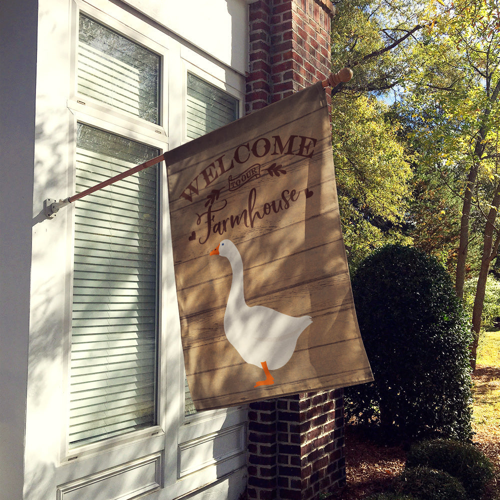 Embden Goose Welcome House Flag 28x40 Porch Sleeve Pole Decorative Outside Yard Banner Artwork Wall Hanging, Polyester