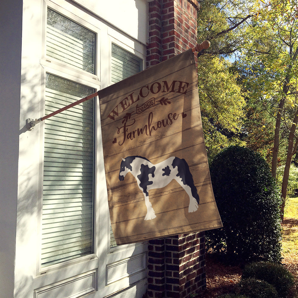 Cyldesdale Horse Welcome House Flag 28x40 Porch Sleeve Pole Decorative Outside Yard Banner Artwork Wall Hanging, Polyester