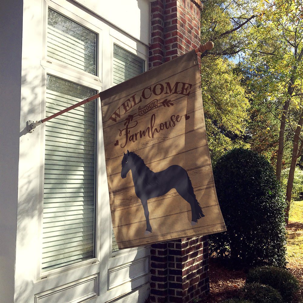 Friesian Horse Welcome House Flag 28x40 Porch Sleeve Pole Decorative Outside Yard Banner Artwork Wall Hanging, Polyester