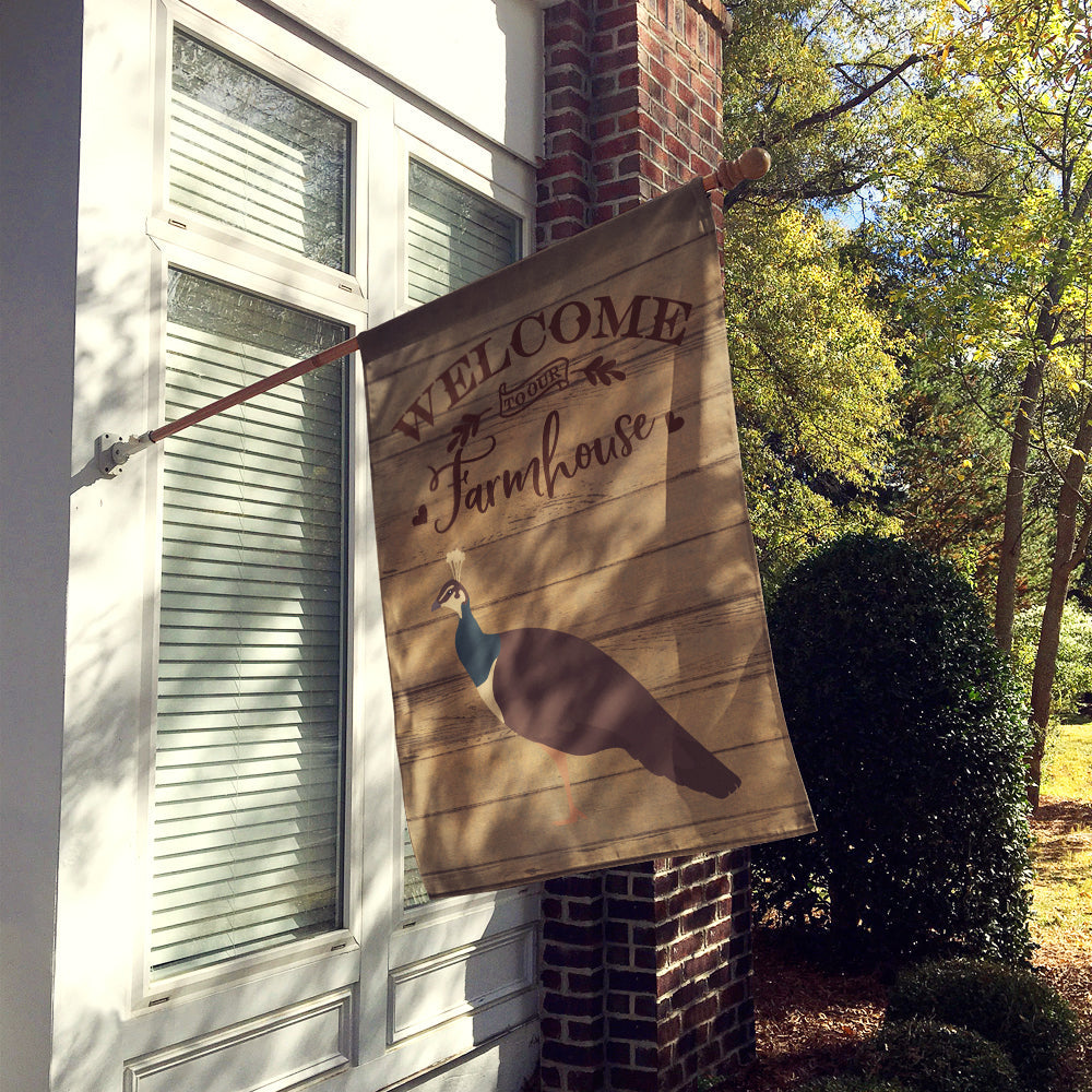 Indian Peahen Peafowl Welcome House Flag 28x40 Porch Sleeve Pole Decorative Outside Yard Banner Artwork Wall Hanging, Polyester