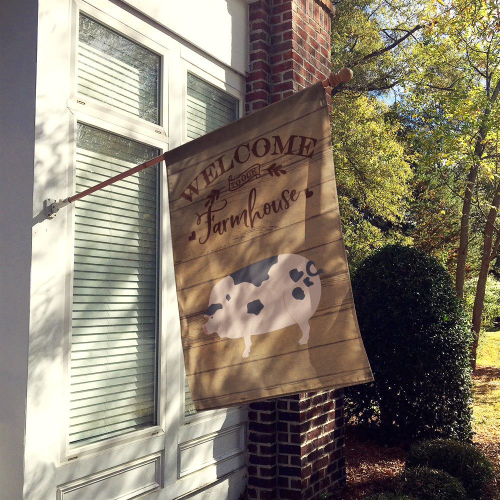 Gloucester Old Spot Pig Welcome House Flag 28x40 Porch Sleeve Pole Decorative Outside Yard Banner Artwork Wall Hanging, Polyester