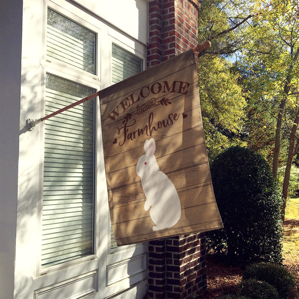 New Zealand White Rabbit Welcome House Flag 28x40 Porch Sleeve Pole Decorative Outside Yard Banner Artwork Wall Hanging, Polyester