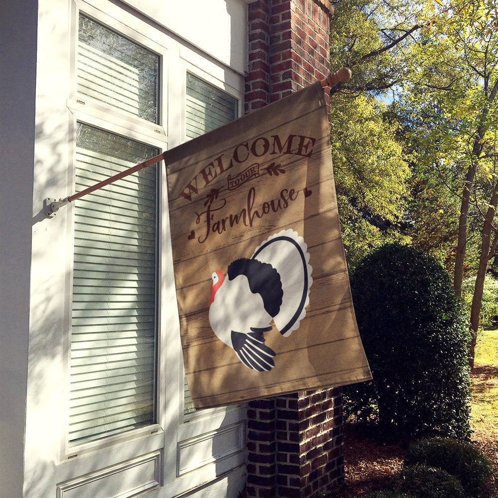 Royal Palm Turkey Welcome House Flag 28x40 Porch Sleeve Pole Decorative Outside Yard Banner Artwork Wall Hanging, Polyester