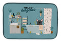Black French Bulldog in Bathtub Dish Drying Mat Absorbent Dish Drying Mat Pad for Kitchen Counter Dish Drainer Mat for Countertop, 14 x 21", Multicolor