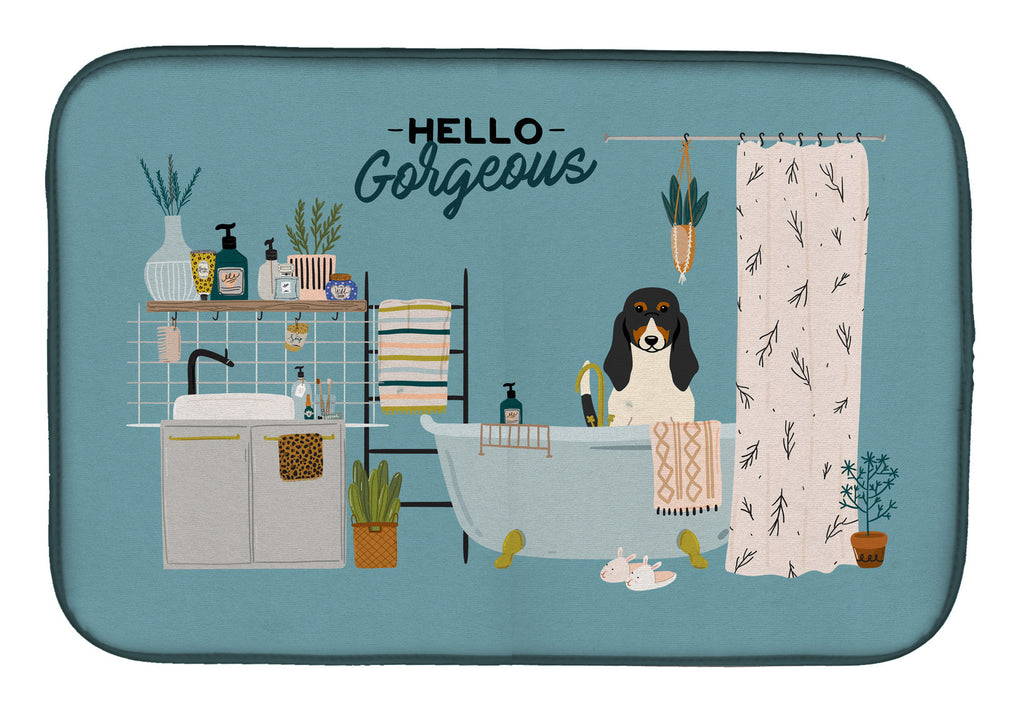 Swiss Hound in Bathtub Dish Drying Mat Absorbent Dish Drying Mat Pad for Kitchen Counter Dish Drainer Mat for Countertop, 14 x 21", Multicolor