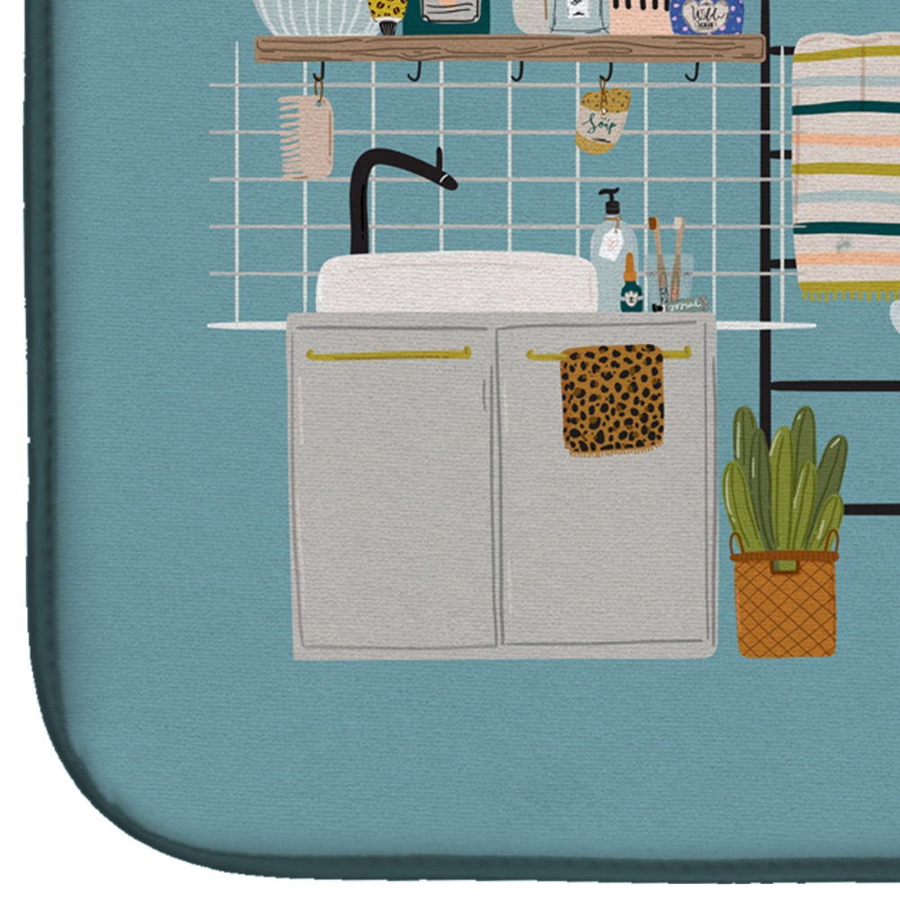 Sandy Bedlington Terrier in Bathtub Dish Drying Mat Absorbent Dish Drying Mat Pad for Kitchen Counter Dish Drainer Mat for Countertop, 14 x 21", Multicolor