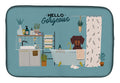 Chocolate Dachshund in Bathtub Dish Drying Mat Absorbent Dish Drying Mat Pad for Kitchen Counter Dish Drainer Mat for Countertop, 14 x 21", Multicolor