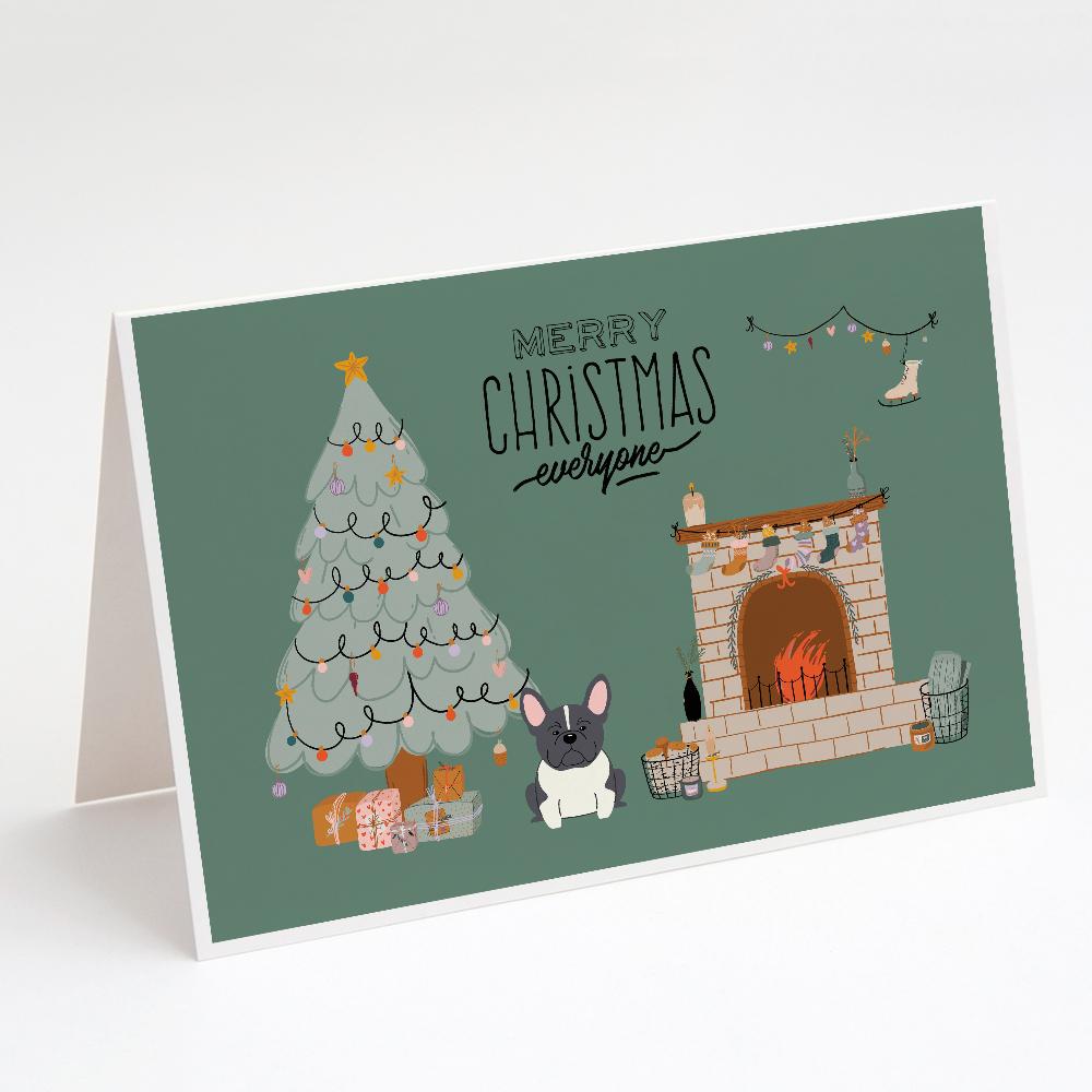 Black White French Bulldog Christmas Everyone Greeting Cards Pack of 8 Blank Cards with Envelopes Whimsical A7 Size 5x7