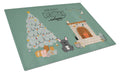 Black French Bulldog Christmas Everyone Cutting Board Tempered Glass Kitchen Cutting Surface, Heat Resistant Chopping, Non-Slip Feet, Food Prep & Serving