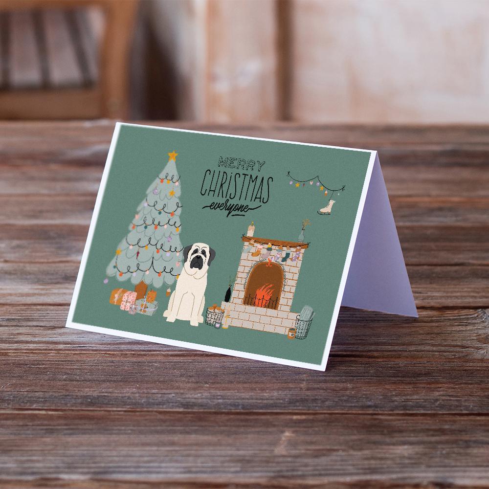 White Mastiff Christmas Everyone Greeting Cards Pack of 8 Blank Cards with Envelopes Whimsical A7 Size 5x7
