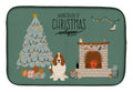 Basset Hound Christmas Everyone Dish Drying Mat Absorbent Dish Drying Mat Pad for Kitchen Counter Dish Drainer Mat for Countertop, 14 x 21", Multicolor