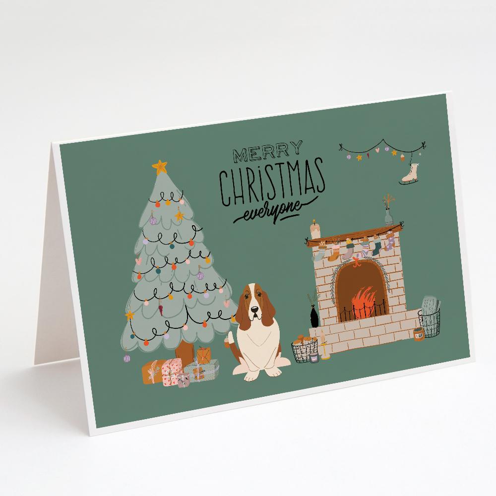 Basset Hound Christmas Everyone Greeting Cards Pack of 8 Blank Cards with Envelopes Whimsical A7 Size 5x7